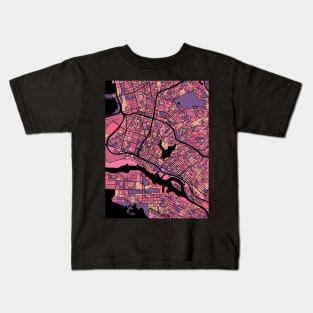 Oakland Map Pattern in Purple & Pink Kids T-Shirt